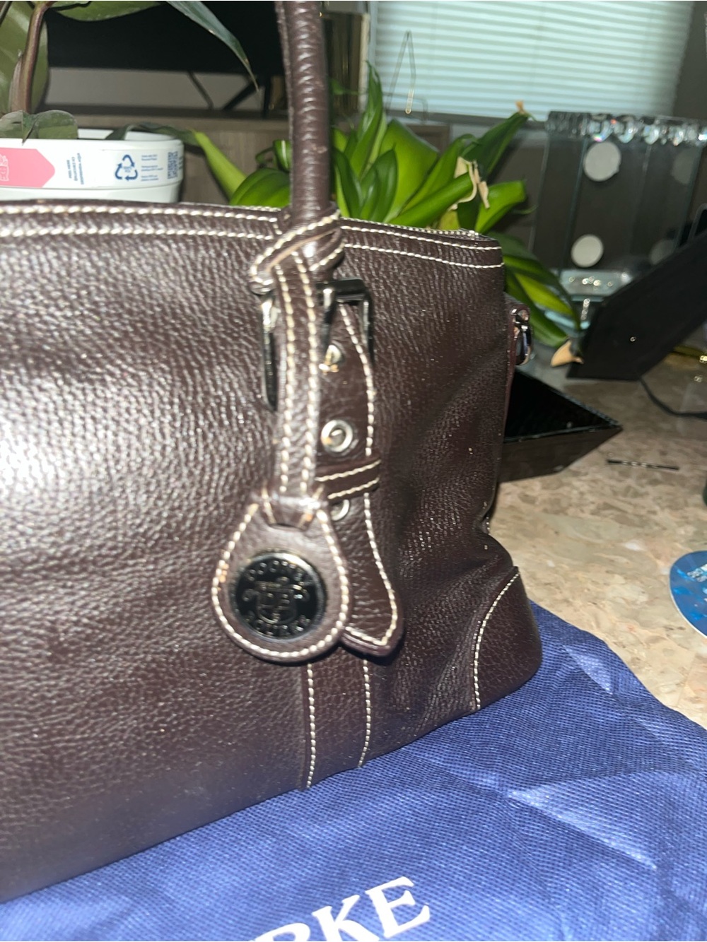 Dooney & Bourke Brown Leather Shoulder Satchel - Picture 5 of 7